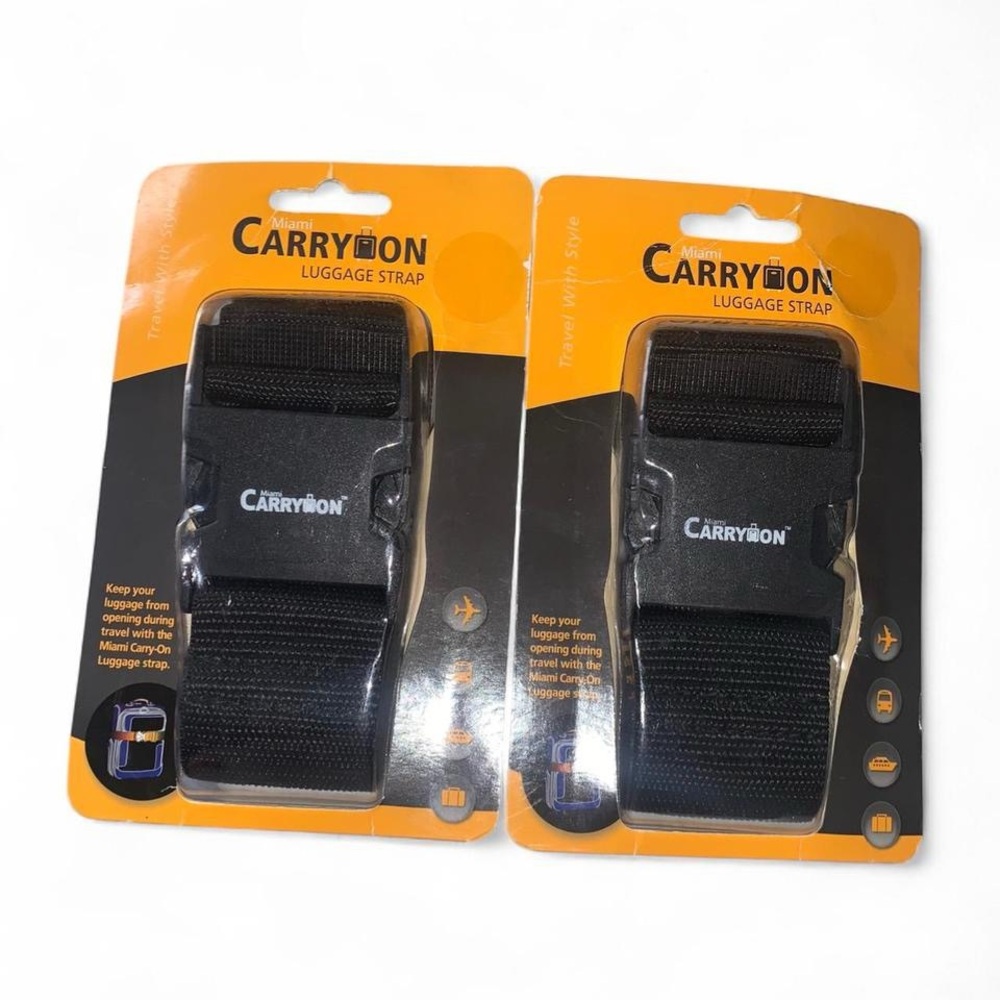 2 Miami Brand Black Carry On Luggage Straps